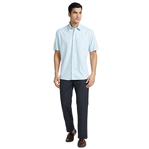 Color Plus Men's Half Sleeve Classic Fit Medium Blue Casual Shirt