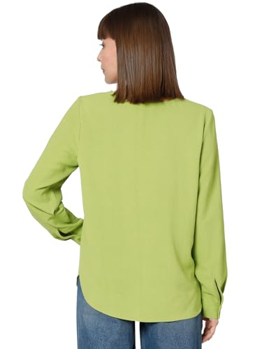VERO MODA Women Solid Polyester Regular Fit Green Shirt