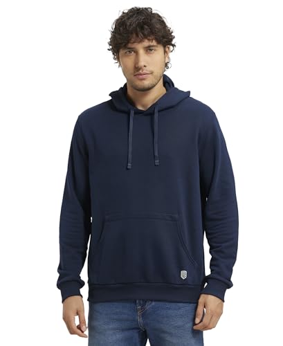 Jockey UM54 Men's Super Combed Cotton Rich French Terry Hoodie Sweatshirt with Ribbed Cuffs_Navy_L