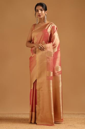 Soch Womens Fuchsia Tissue Zari Woven Saree