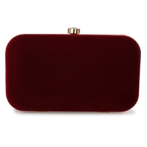 For The Beautiful You Maroon Embroidered Women's Clutch (D-705)