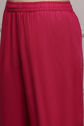 Biba Women Pink Viscose Rayon Straight Printed Suit Set_46