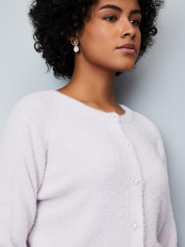 Max Women's Polyester Blend Casual Cardigan Sweater (SFS3404_Lavender