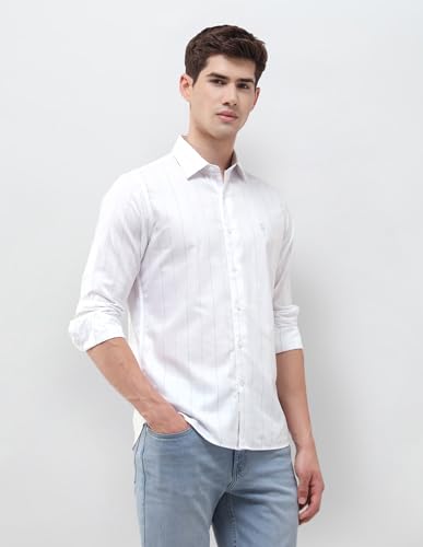 U.S.Polo Association Men's Vertical Striped Regular Fit Shirt (USSHT3354_Light Blue_40)