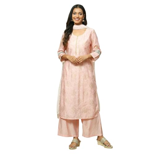 Rangriti Women's Cotton Blend Kurta Set (RSKASRTD18004SS23LPNK_Light Pink