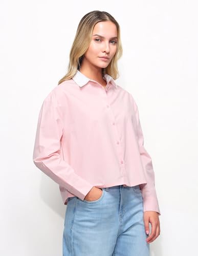Contrast Collar Boxy Solid Shirt