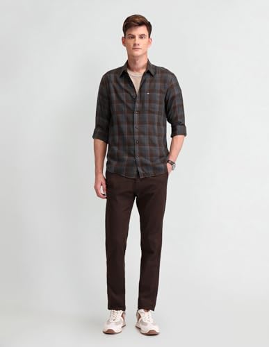 Arrow Sports Men's Slim Fit Shirt (ASAISH1588_Brown