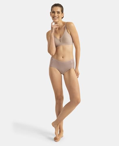 Jockey 1844 Women's Wirefree Padded Soft Touch Microfiber Elastane Medium Coverage Bonded Tech T-Shirt Bra with Reinforced Side Support_Oyster_34B