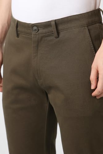 Men Brown Solid Smart Slim Fit Trousers