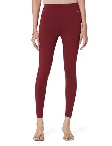 Jockey AW87 Women's Super Combed Cotton Elastane Stretch Leggings with Ultrasoft Waistband_Cabernet_L
