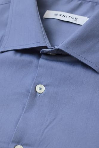 SNITCH Men Casual Blue Shirt | Regular Fit Full Sleeve Point Collar Solid Design | Premium Polyester Blend & Wrinkle-Resistant Fabric for Office & Everyday Wear