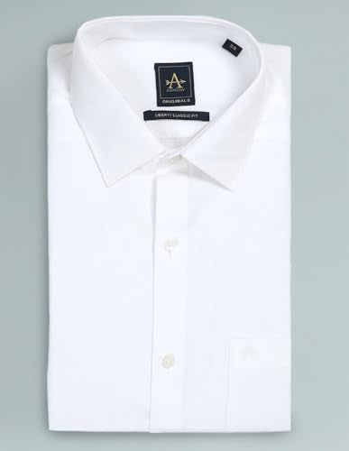 Arrow Men's White Solid Spread Collar Full Sleeve Formal Cotton Regular Fit Shirt (ARAJSH0932_White_38)