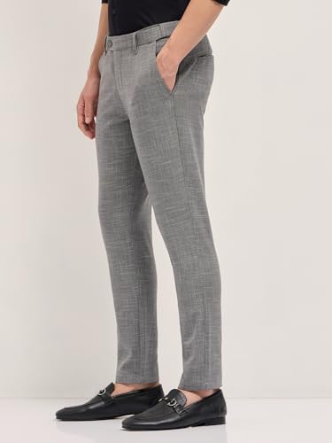 THE BEAR HOUSE Men's Black Slim Fit Formal Trouser