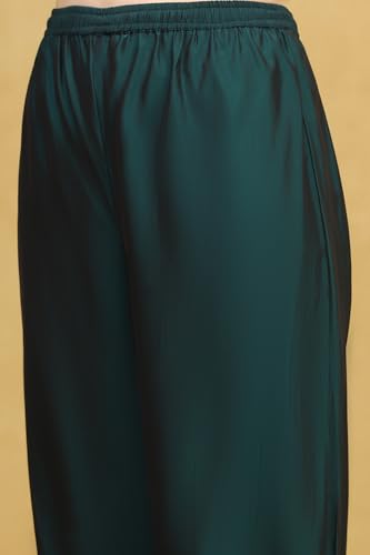 Rangriti Women Deep Green Polyester Blend Embroidered A-Line Kurta Set_36