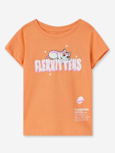 The Souled Store Marvel: Flerkittens Short Sleeves Round Neck Orange Printed Girls Cotton T-Shirts (2-8 Yrs)