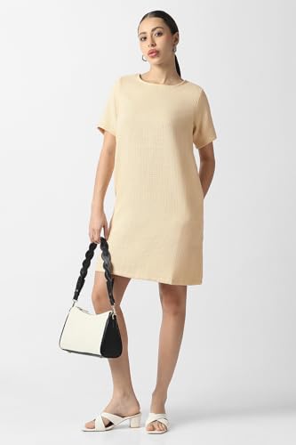 Van Heusen Women's Polyester Modern Knee-Length Dress (VWDRFRGFA28838_Beige