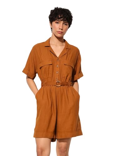 ONLY Women's Regular Fit Brown Playsuit