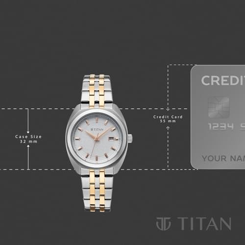 Titan Work Essentials with Silver Dial Silver & Rose Gold Metal Strap Watch for Women - 95377KM01