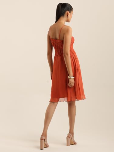 Label RITU KUMAR Rust Eva Offshoulder Dress