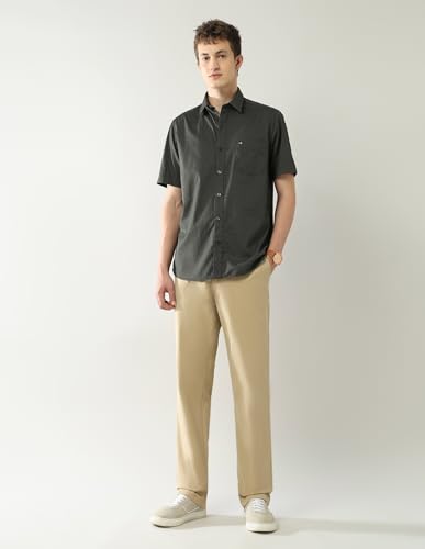 Arrow Sports Men's Geometric Regular Fit Shirt (ASAJSH1738_Olive