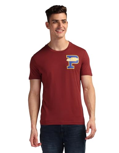 U.S. POLO ASSN. Mens Solid Half Sleeve Graphic Round Neck T-Shirts (UDTSHS0861_DK. RED_M)