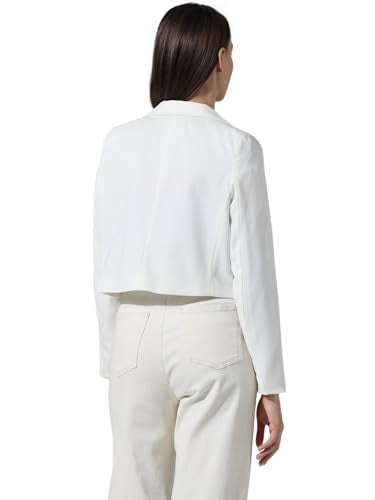 ONLY Women Solid Polyester Crop Length White Blazer
