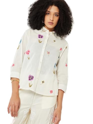 Max Women Embroidered Shirt(White_S)