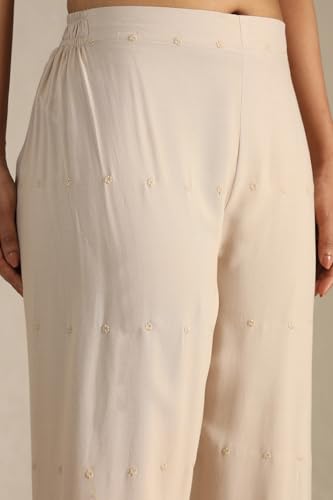 Soch Womens Beige Rayon Embroidered Palazzo With Thread Work