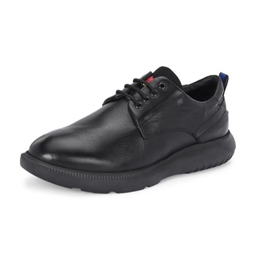 HITZ Men's Black Leather Casual Stylish Lace Up Shoes