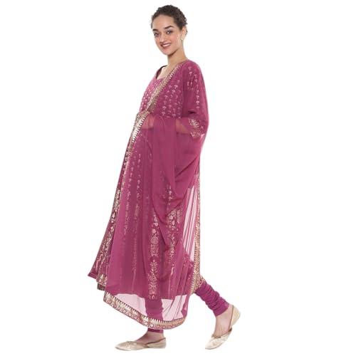 Biba Women Plum Cotton A-Line Suit Set_40