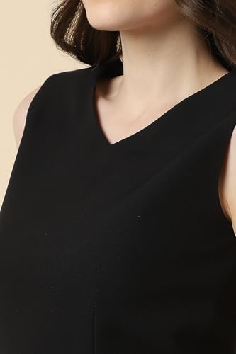 Allen Solly Women's Polyester Modern Mid-Thigh Length Dress (AHDRERGF440658_Black