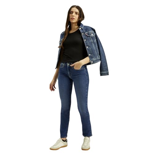 Levi's Women's Dark Blue Straight Fit Mid Rise Jeans