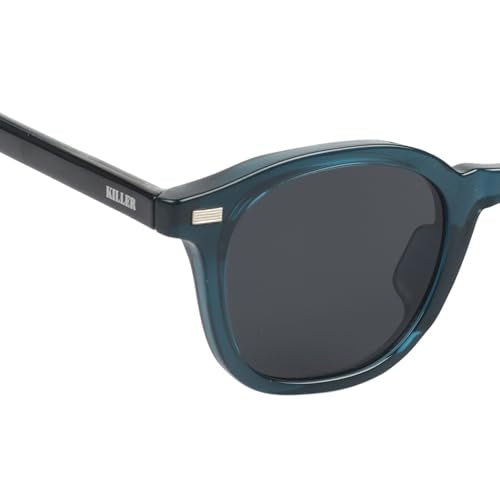 KILLER Women's Sunglass, Round Shaped Acetate Frame Polycarbonate Lens Sunglasses Case For Women, Girls, 100% UV Lens Sunglasses, Frame Color - Blue, Lens - Grey