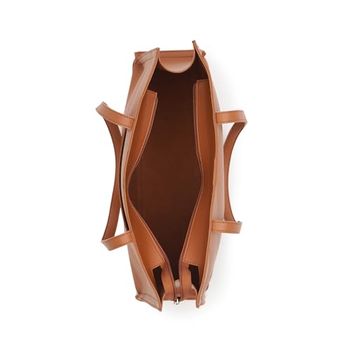 Fastrack Chic Spacious Laptop Tote Bag for Women | Stylish Casual Bag for Ladies, Women, Girls | College, Work Bag Made of High-Quality Faux Leather (Tan)