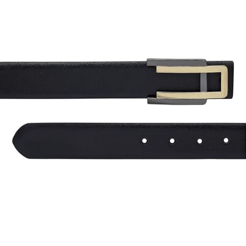 Da Milano Press Pin Leather Belt for Men - Black (Size- 80 cm)