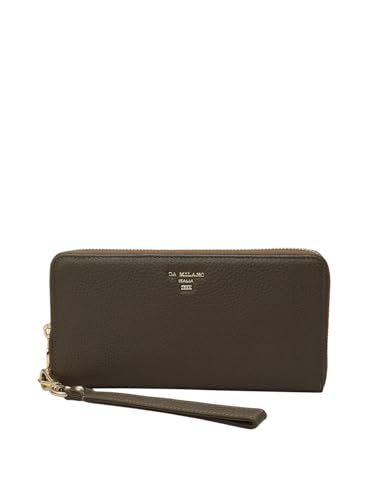 Da Milano Genuine Leather Brown Zip Around Women Wallet (10214)