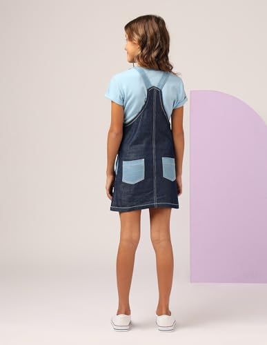 U.S. POLO ASSN. Girl's Cotton Classic Mini Dress (UGDRS0440 Blue