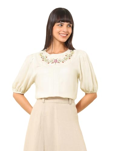 U.S. POLO ASSN. Floral Embroidered Top (UWSS25TOP234_Ecru_L)