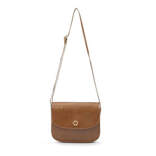 Caprese Frieda Small Sling Bag for Women with Adjustable Strap, Zipper & Magnetic Button Closure for Comfortable Wear | Versatile Handbag for Everyday Use, Travel, and Special Occasions (Tan)