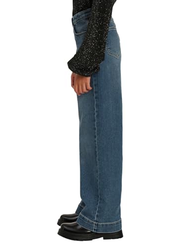 VERO MODA Girl's Solid Wide Leg High Rise Blue Jeans