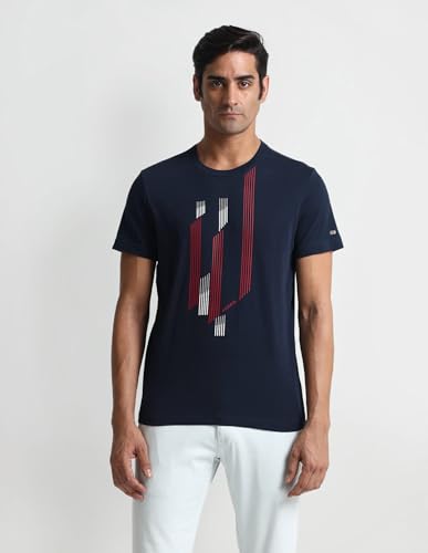 Arrow Sport Men's Regular Fit T-Shirt (ASAEOTS5118_Navy