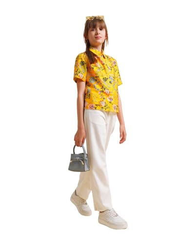 VERO MODA Girl's Loose Fit Mid Rise White Jeans