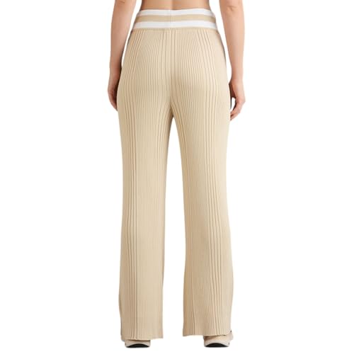 Skechers-2125 Women's Trousers-Flat Knit PANTS-PT0132ID-NTBL-XL Natural/Blue