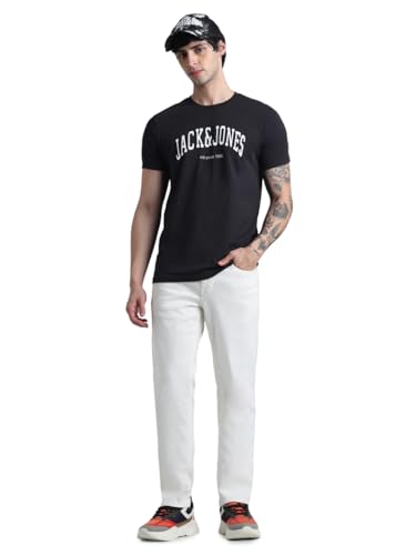Jack & Jones Men Solid Cotton Blend Slim Fit Low Rise White Jeans