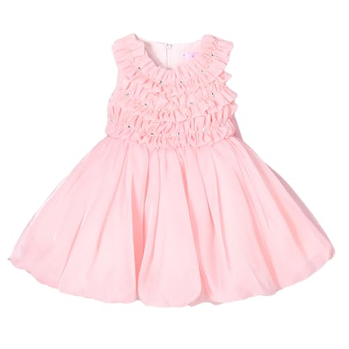 Hopscotch Girls Pink Sleeveless Cascading Ruffle Party Dress for Ages (2-3 Years)