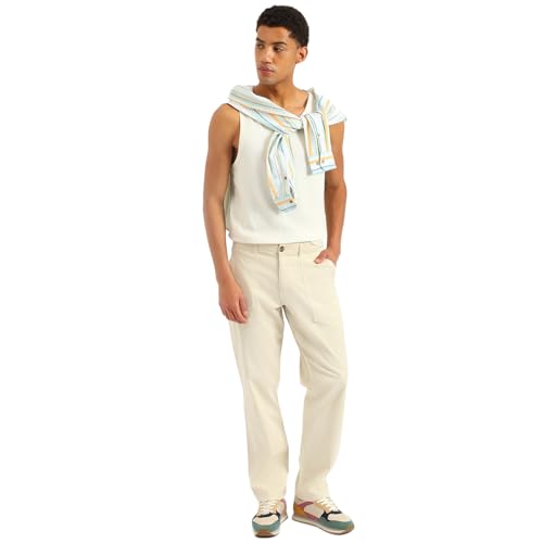 United Colors of Benetton Solid Straight Fit Trousers (Size: 30)-25P4CTWB1061I901 Off White