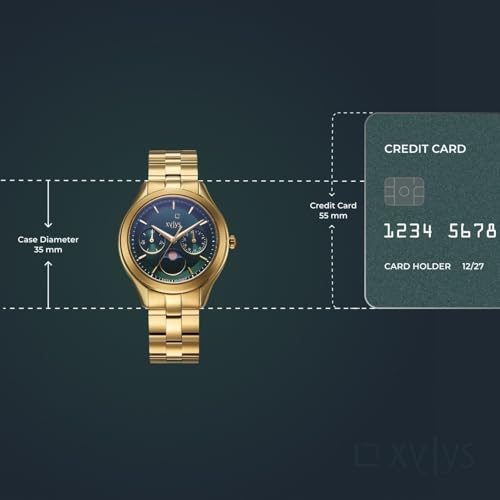 Xylys Amaris with Multifunction with Moon Phase Quartz Green Dial Golden Stainless Steel Strap Watch for Women - 45017YM01E