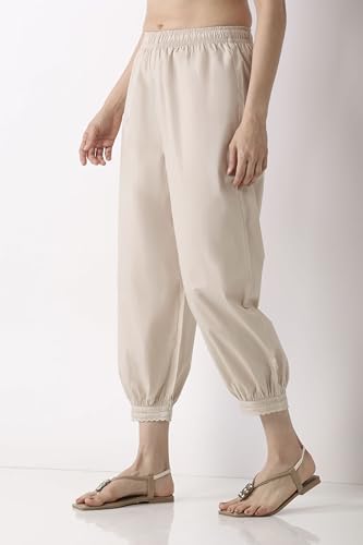 Biba Women Light Beige Cotton Salwar Pants_5XL
