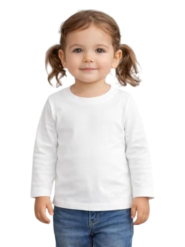 BODYCARE Round Neck Girls Tshirts White & Black Solid | 12-18 M