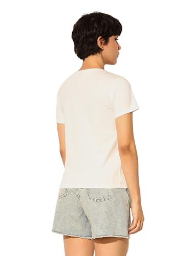 ONLY Women's Regular Fit White T-Shirt